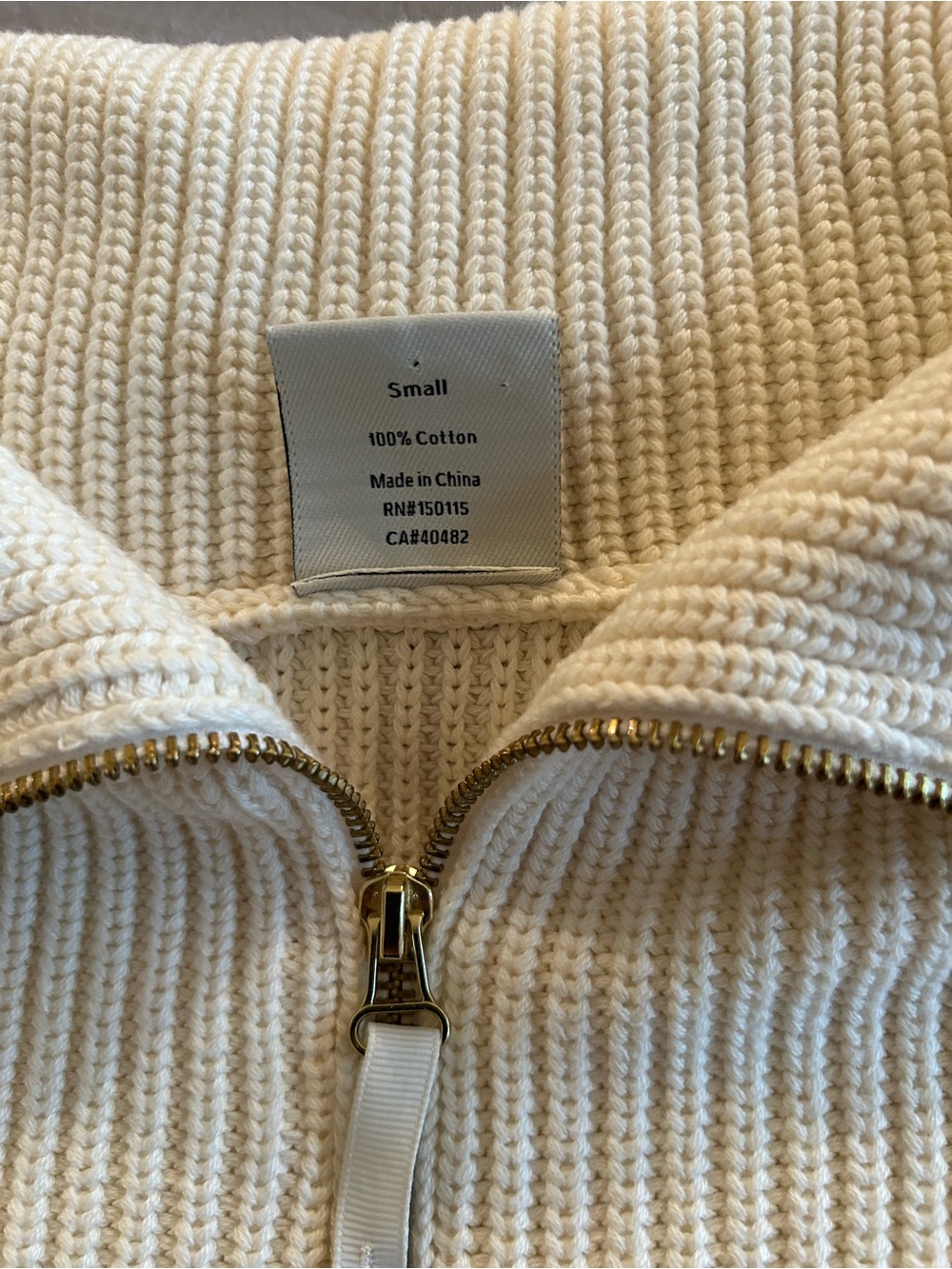 Varley Cream Half-Zip Ribbed Knit Pullover - Picture 7 of 7